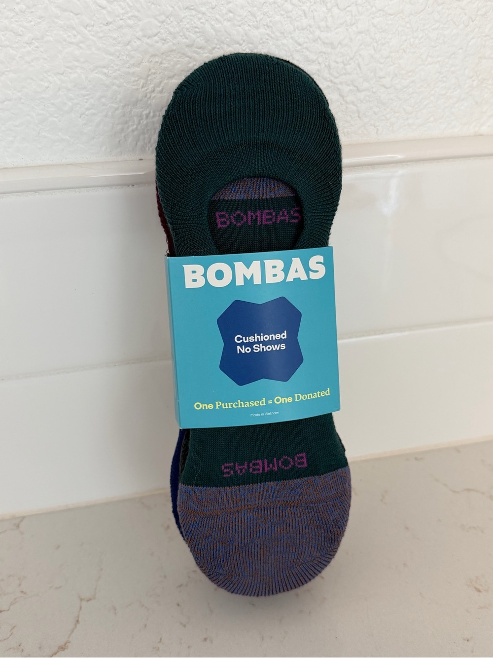 BOMBAS Men’s Cushioned No-Show Socks - Size 9.5-13 | 4 Pack